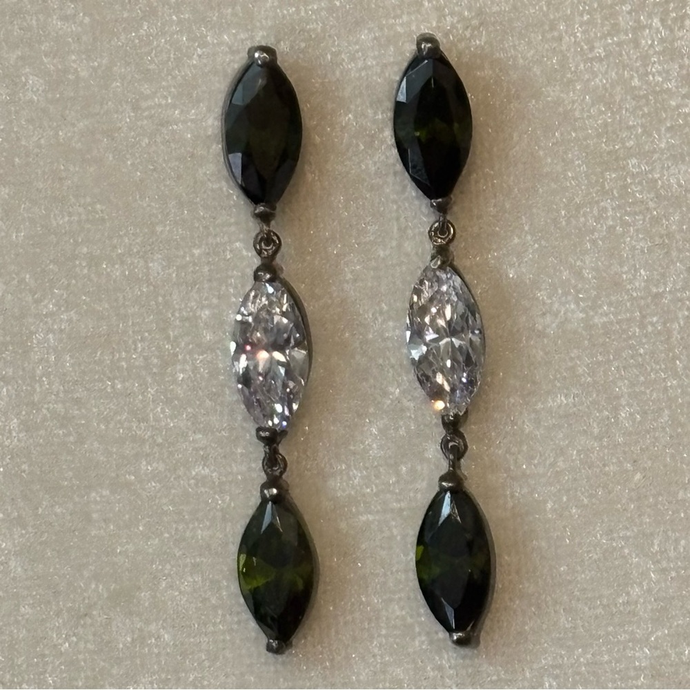 Vintage Sterling Silver and Crystal Post Earrings